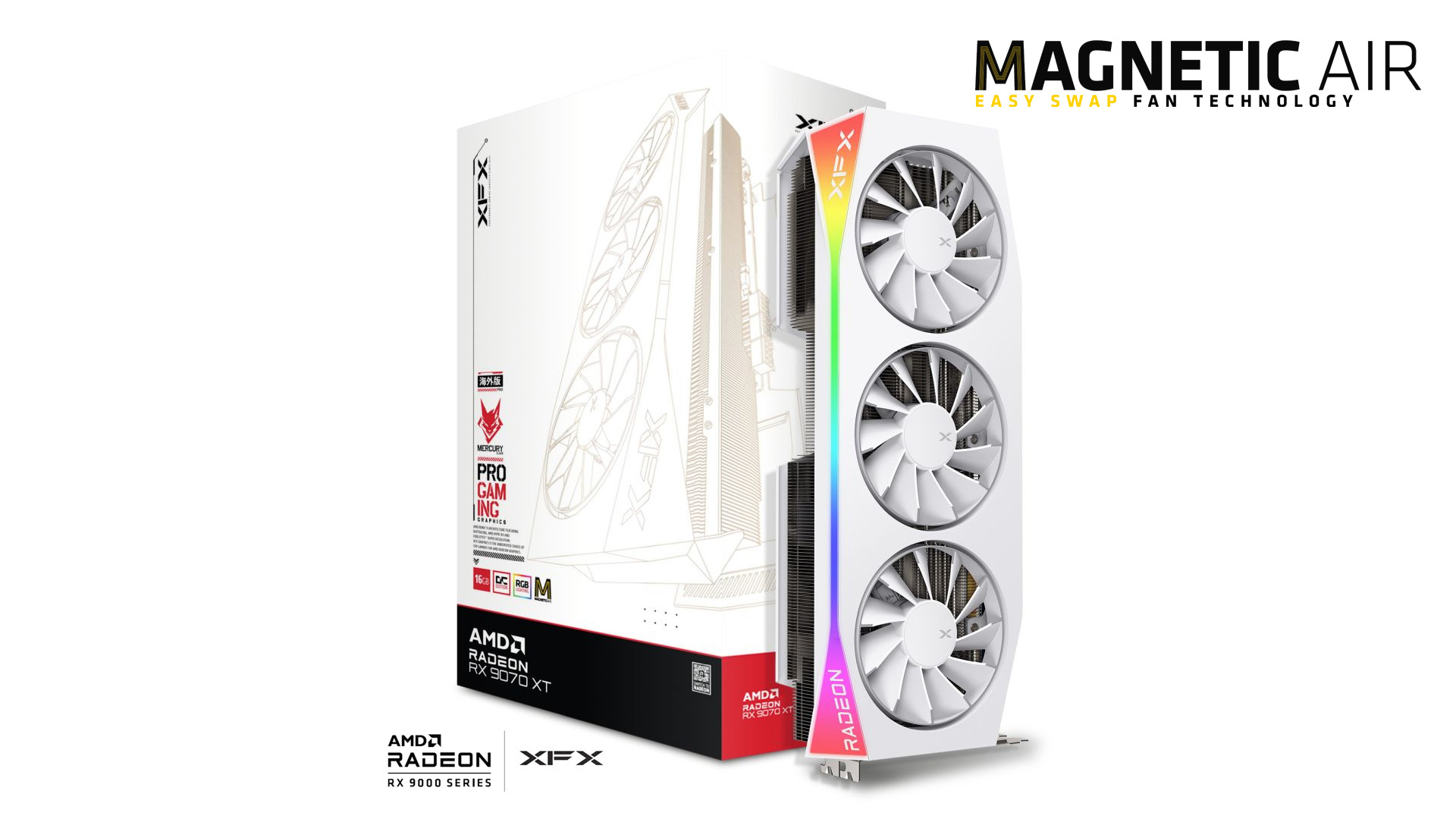 XFX Mercury RX 9070 XT OC White Magnetic Air Edition