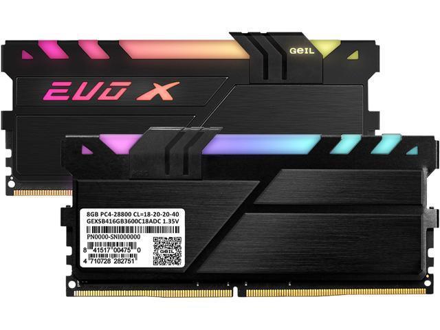 GeIL GeIL EVO X II 16GB (2 x 8GB) 288-Pin DDR4 SDRAM DDR4 3600 (PC4 28800) Desktop Memory Model GEXSB416GB3600C18ADC 16 GB